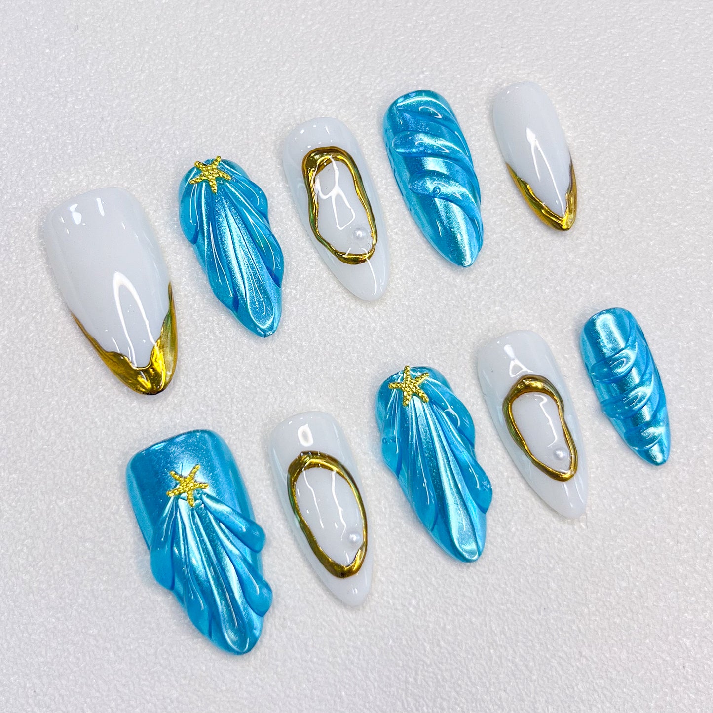 Blue Water Wave Nail