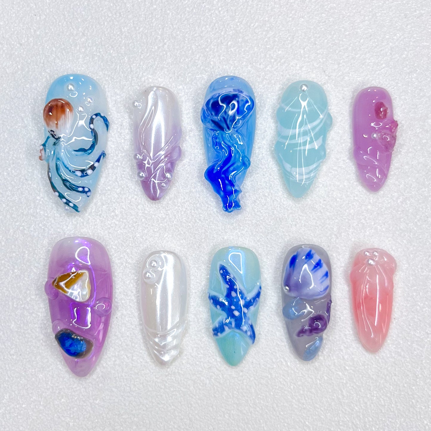 Blue Jellyfish Nails