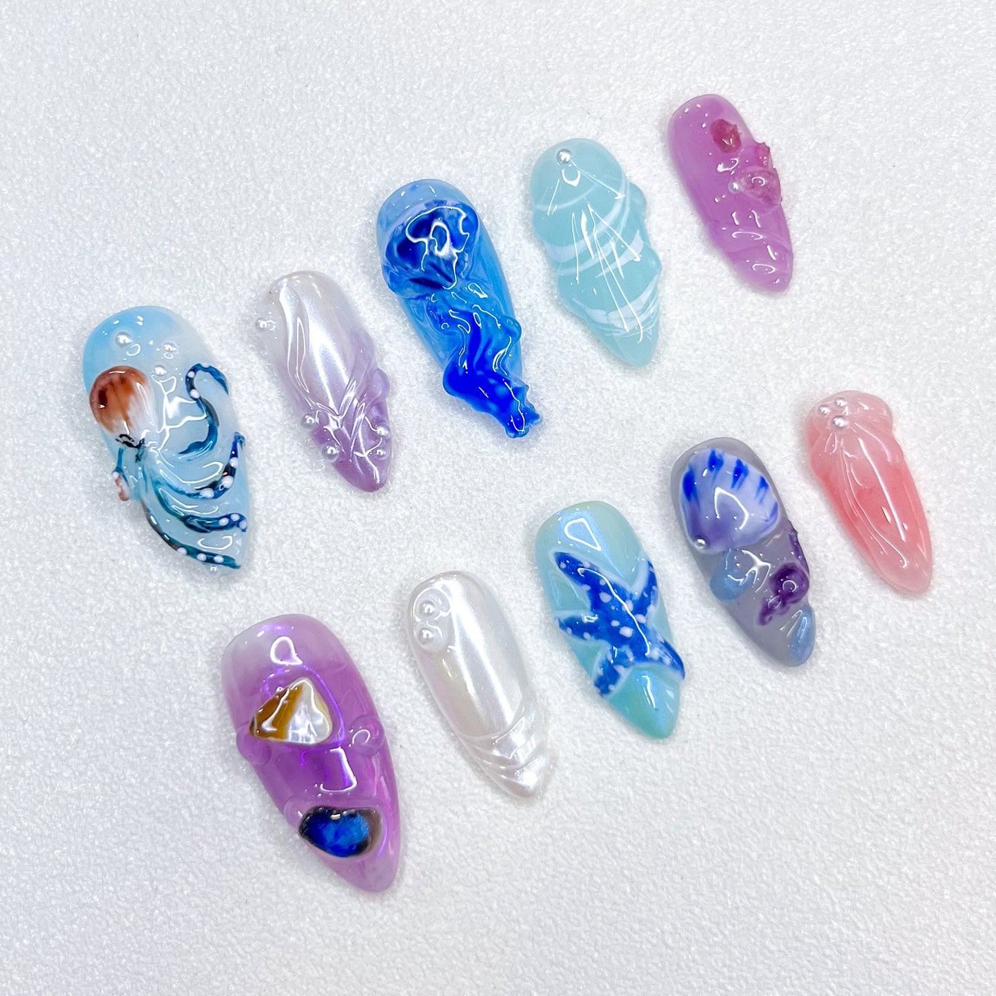 Blue Jellyfish Nails