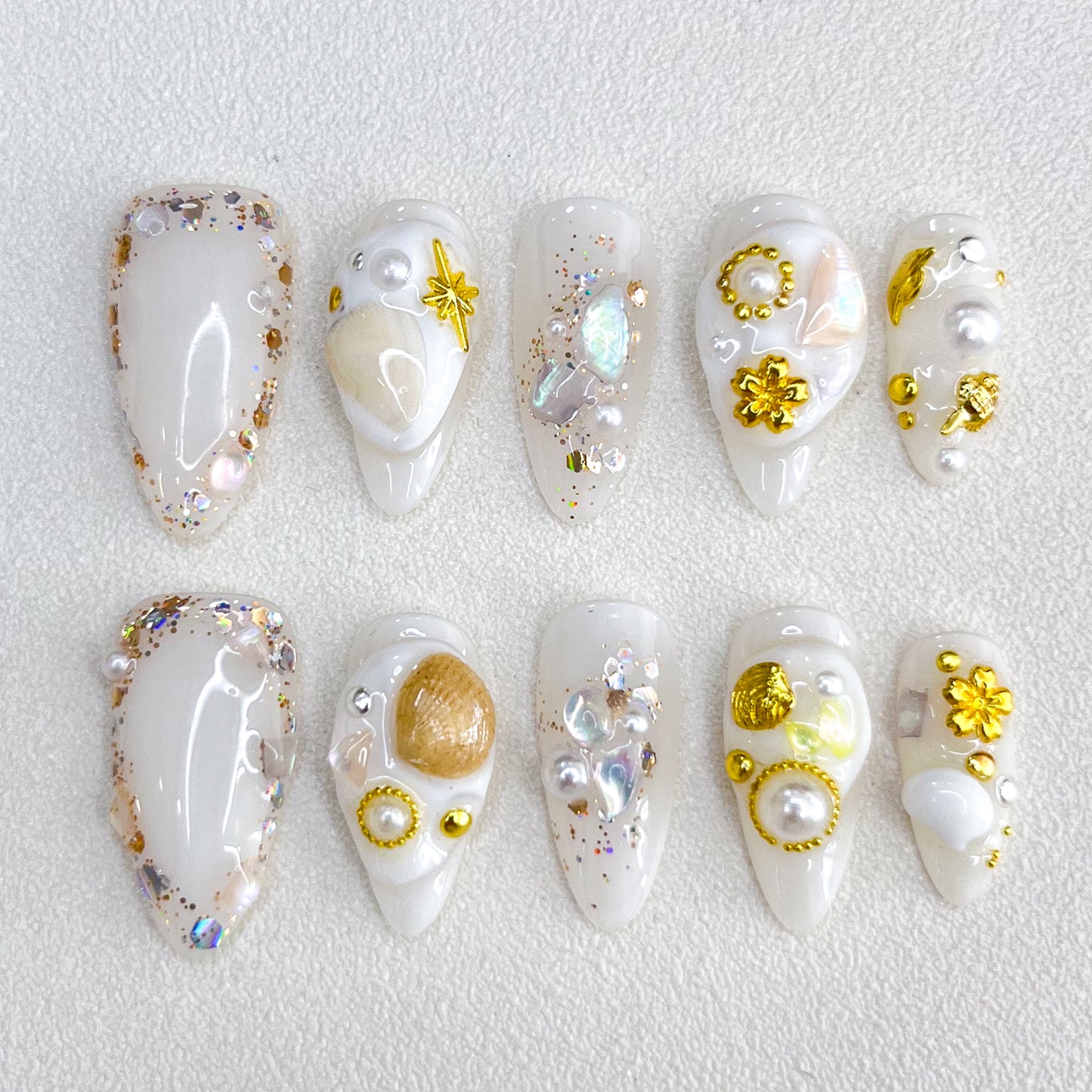 White seashell Nails