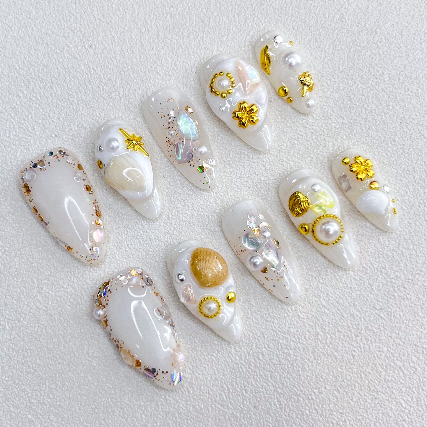 White seashell Nails