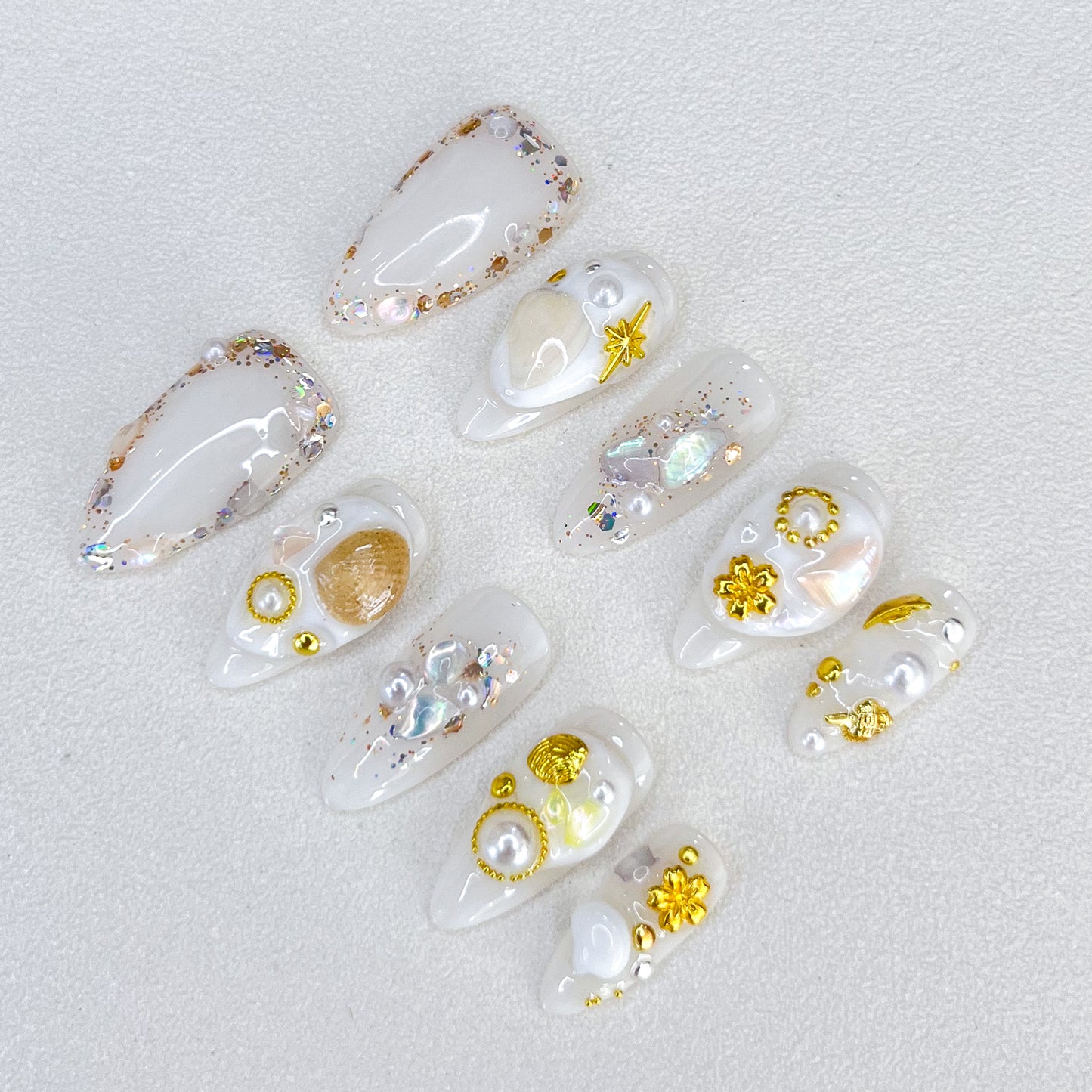 White seashell Nails
