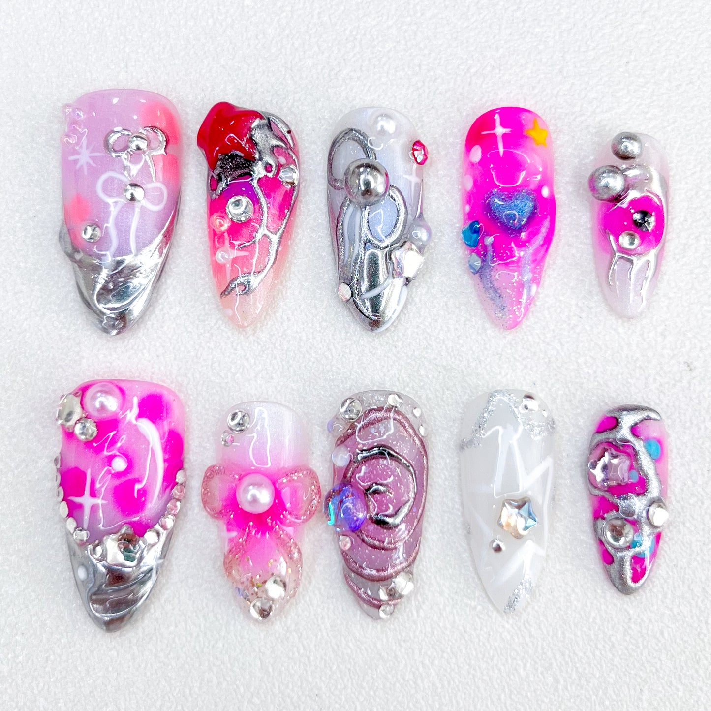Pink Glitter Nails