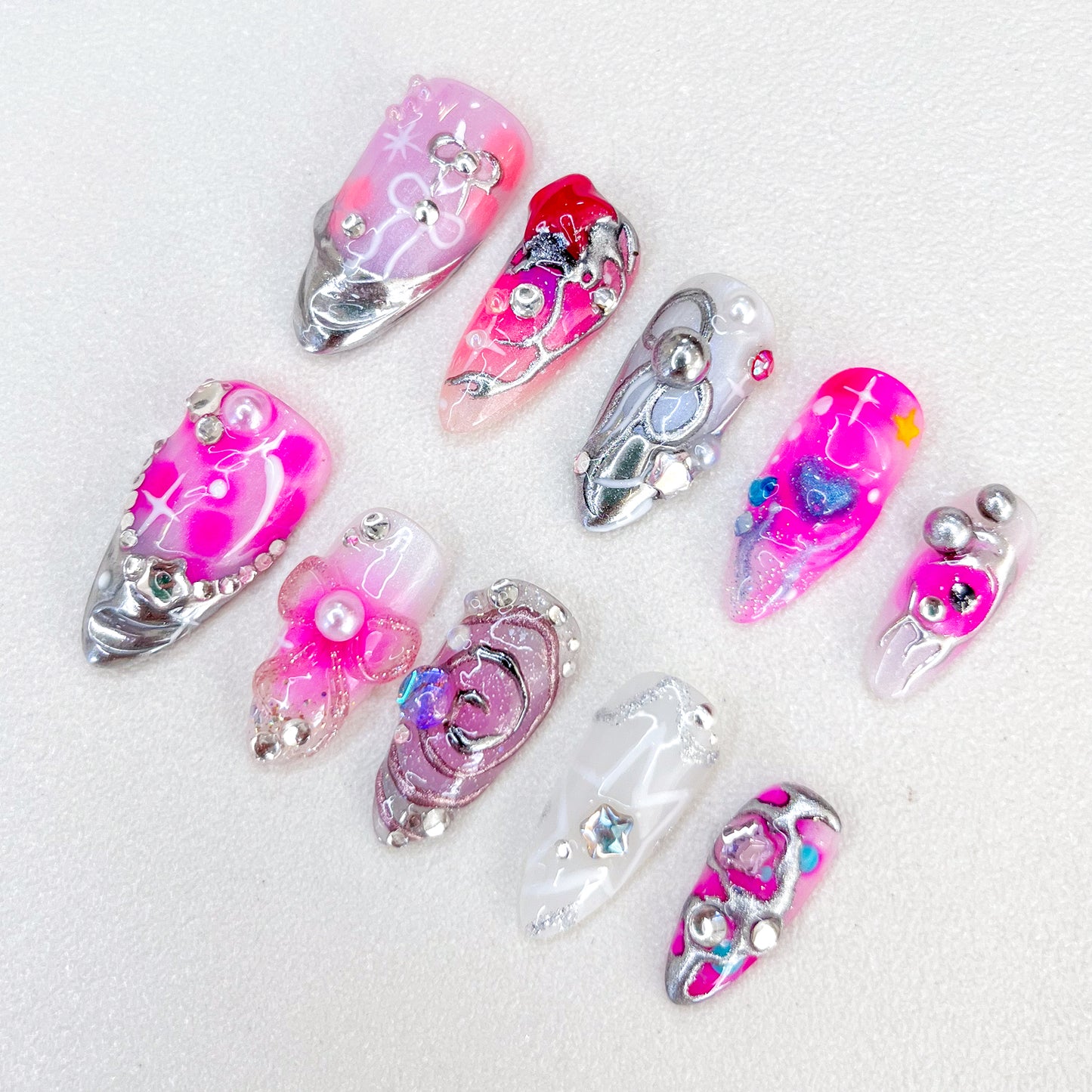 Pink Glitter Nails