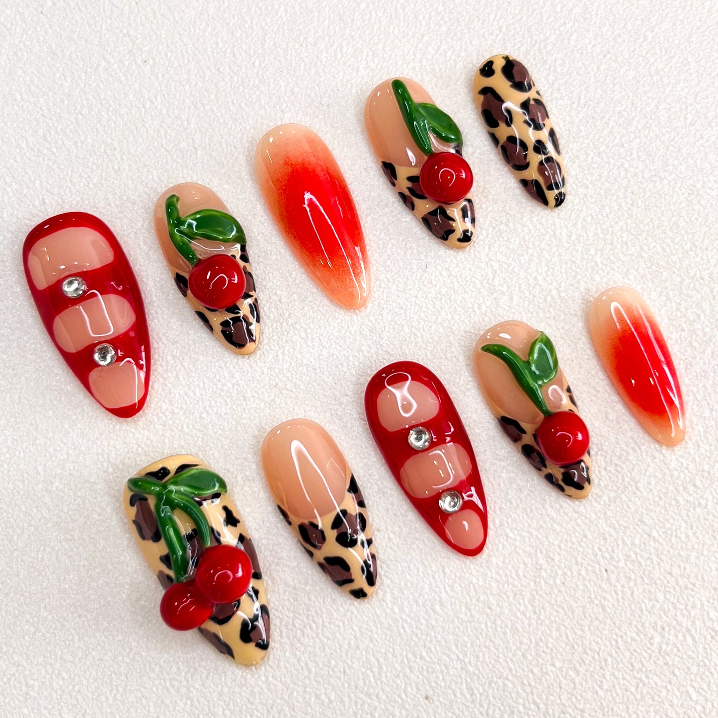 Leopard Cherry Nails
