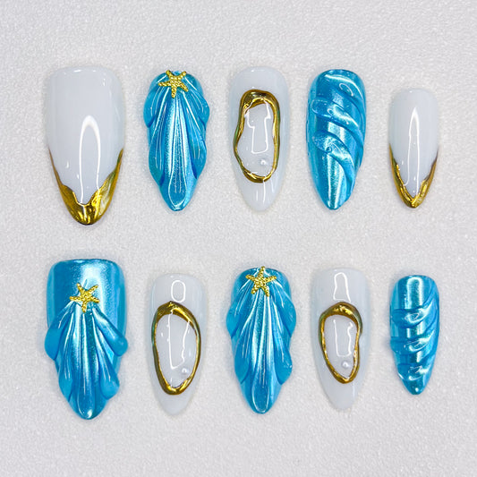 Blue Water Wave Nail