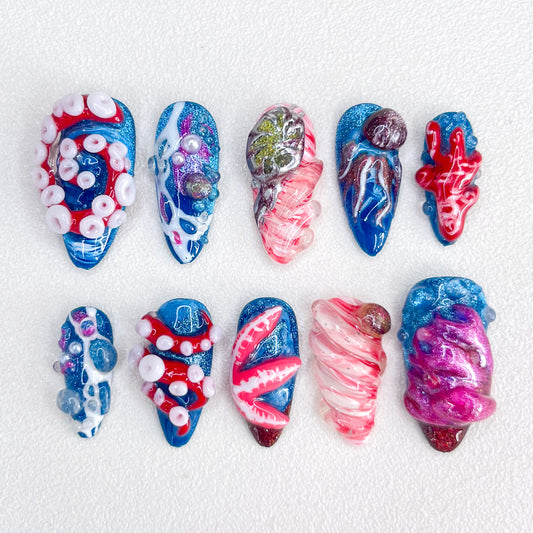 Octopus Coral Nails