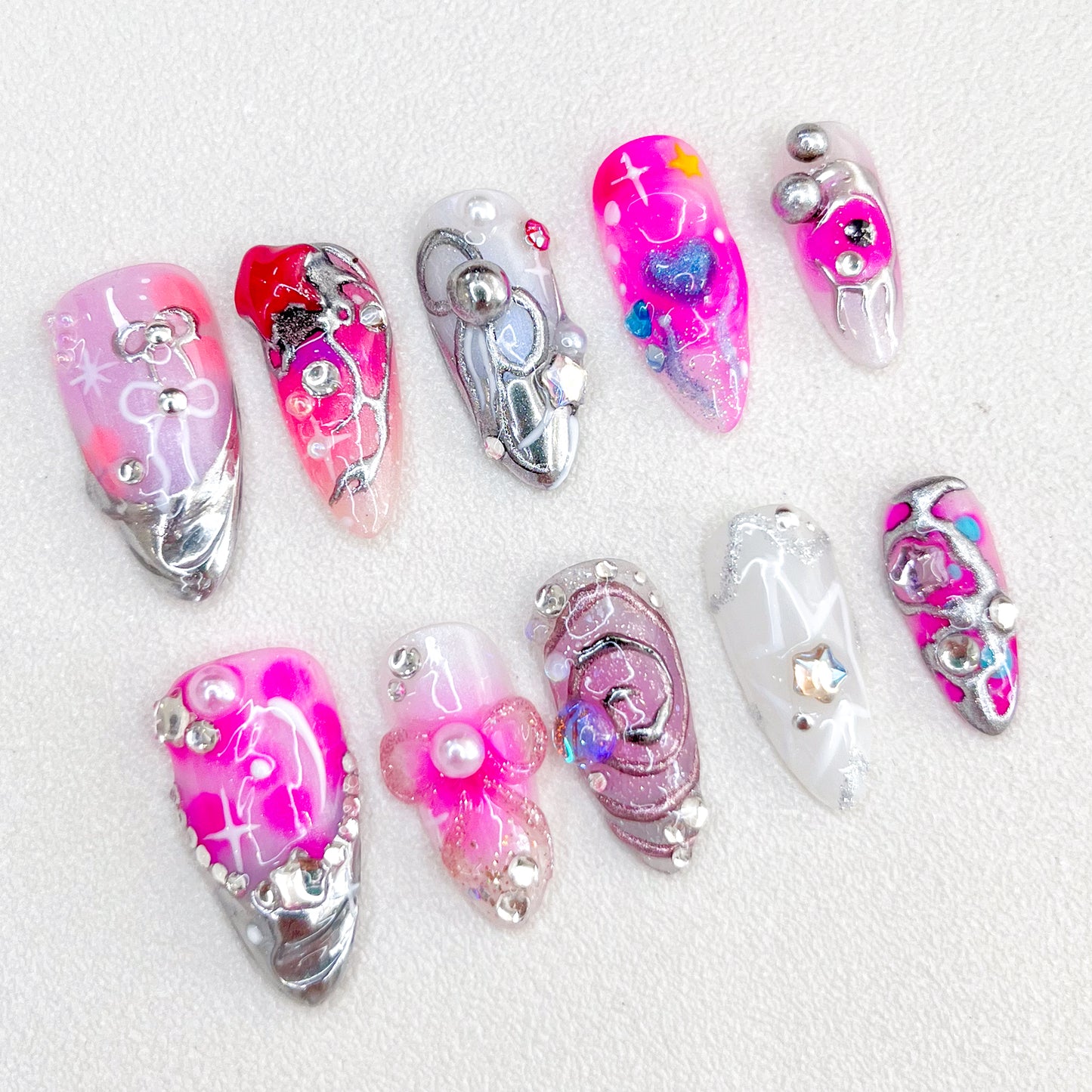 Pink Glitter Nails